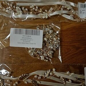 Bridal Hair Accessories Gold Pearl Wedding Hair Comb & Vines Boho Bride Set